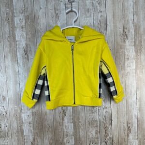Burberry London England Kids Yellow Hoodie Burberry Check Plaid Accent Size 18M